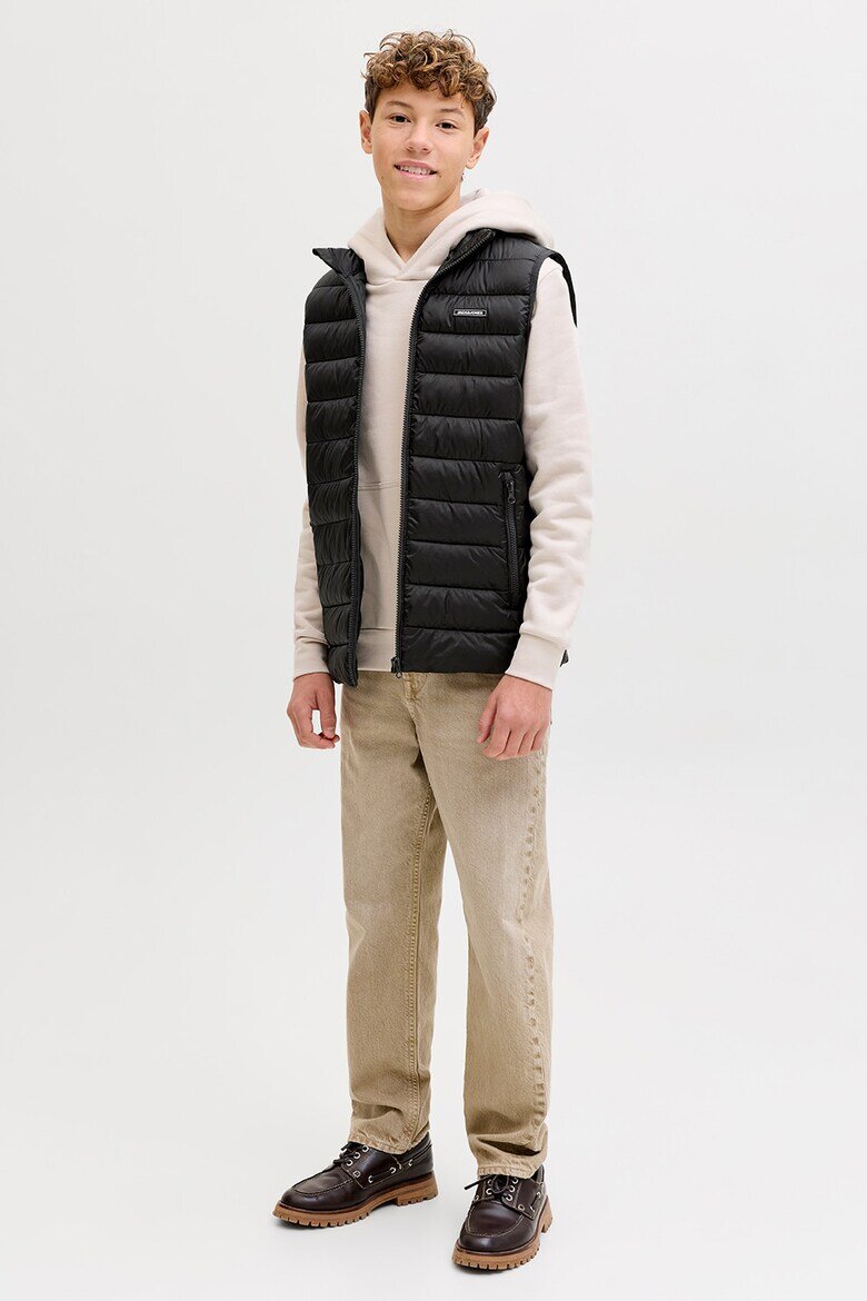 Jack & Jones Леко подплатен елек с джобове с цип Черен