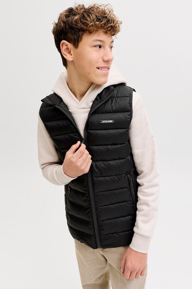 Jack & Jones Леко подплатен елек с джобове с цип Черен