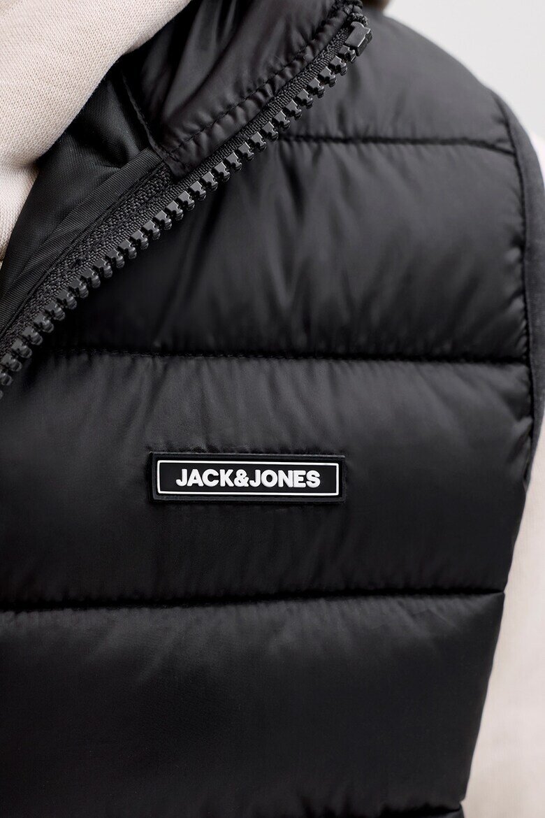 Jack & Jones Леко подплатен елек с джобове с цип Черен