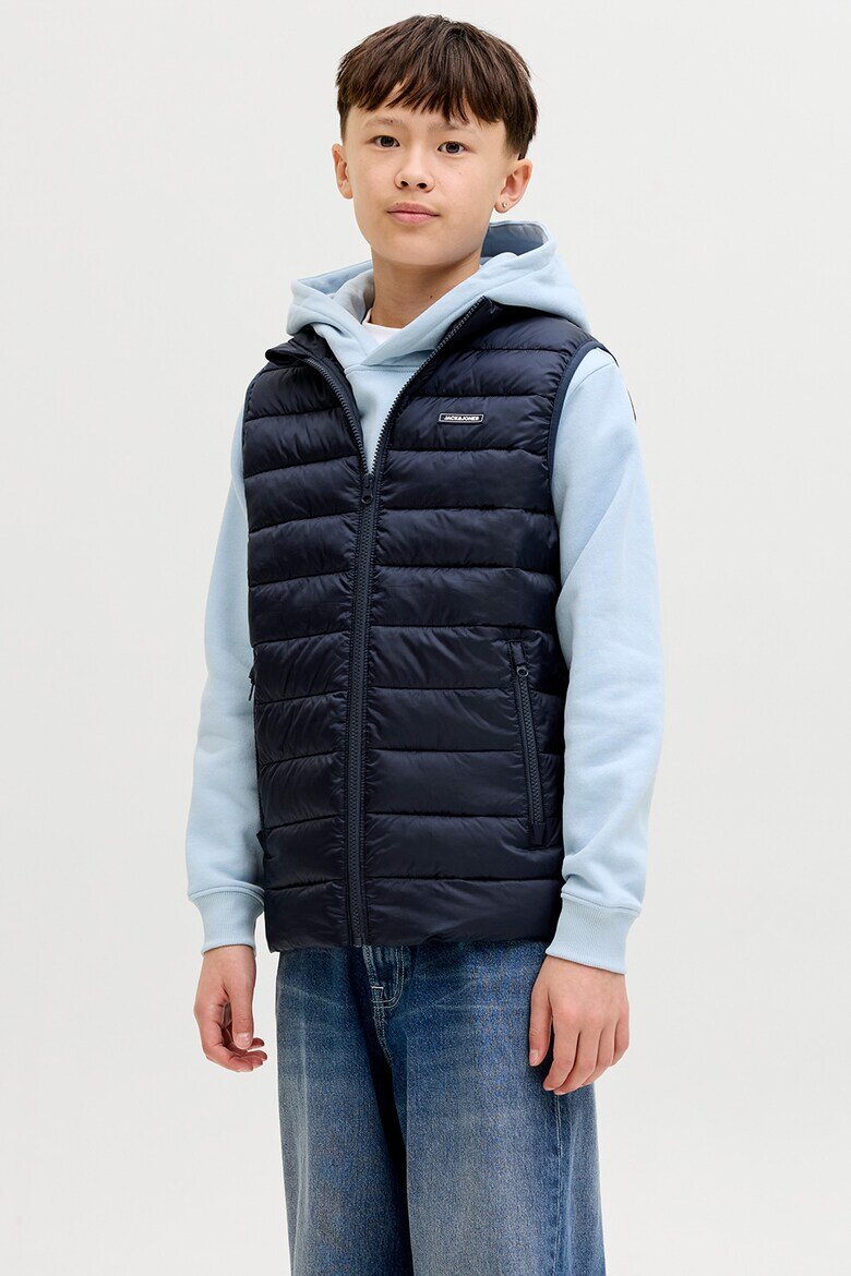 Jack & Jones Леко подплатен елек с джобове с цип Тъмносин