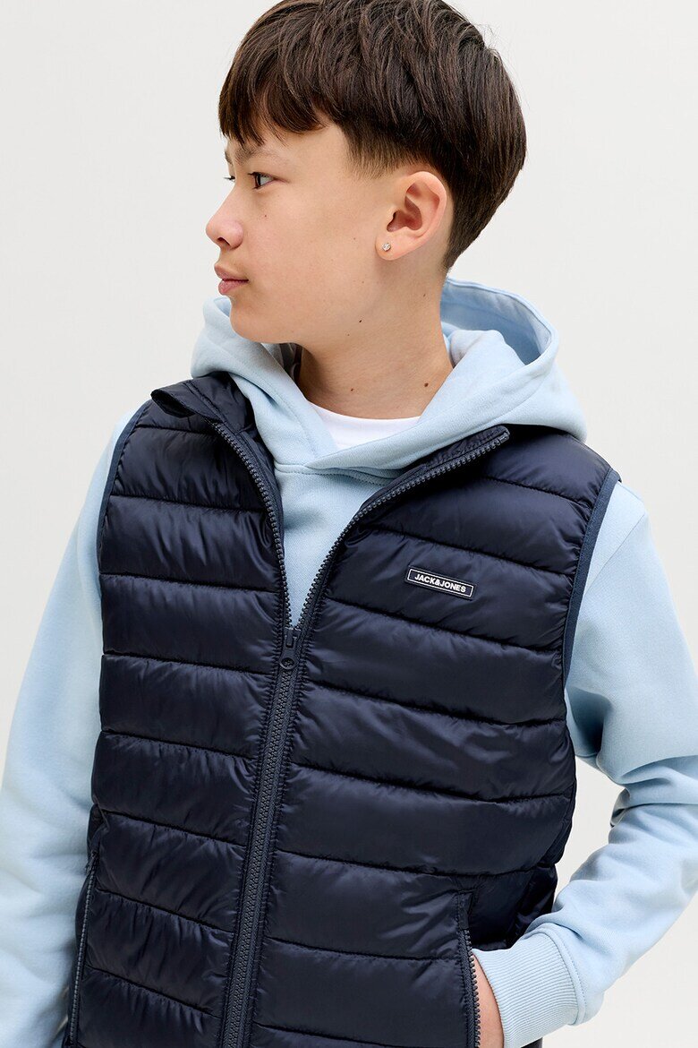 Jack & Jones Леко подплатен елек с джобове с цип Тъмносин