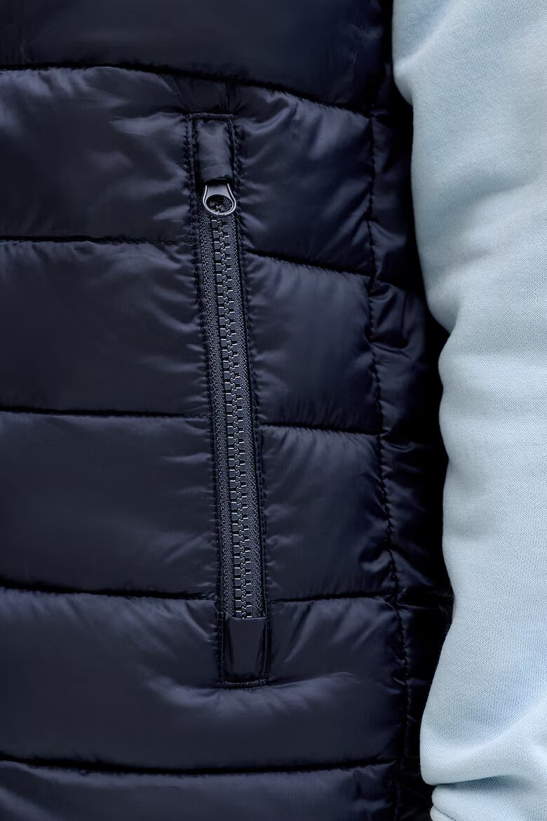 Jack & Jones Леко подплатен елек с джобове с цип Тъмносин