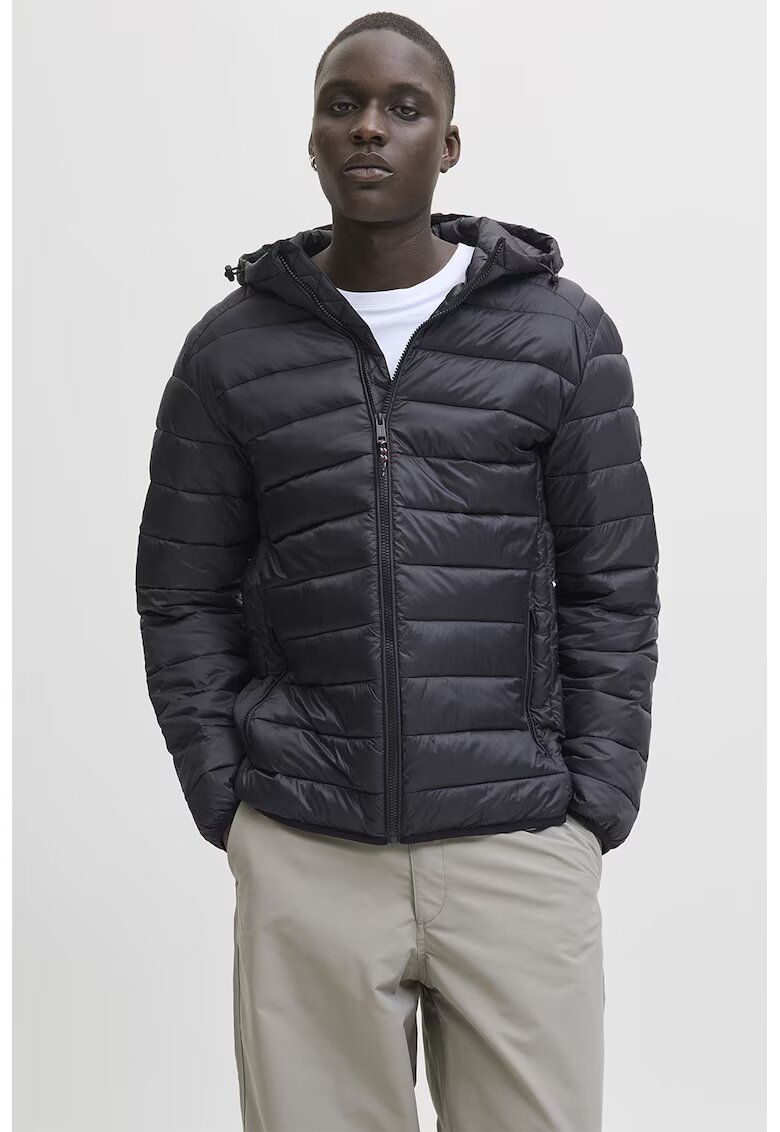 Jack & Jones Леко ватирано яке с качулка - Черен