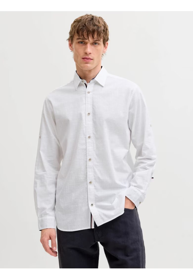 Jack & Jones Мъжка риза - Regular fit - Henry - от памук - Бял