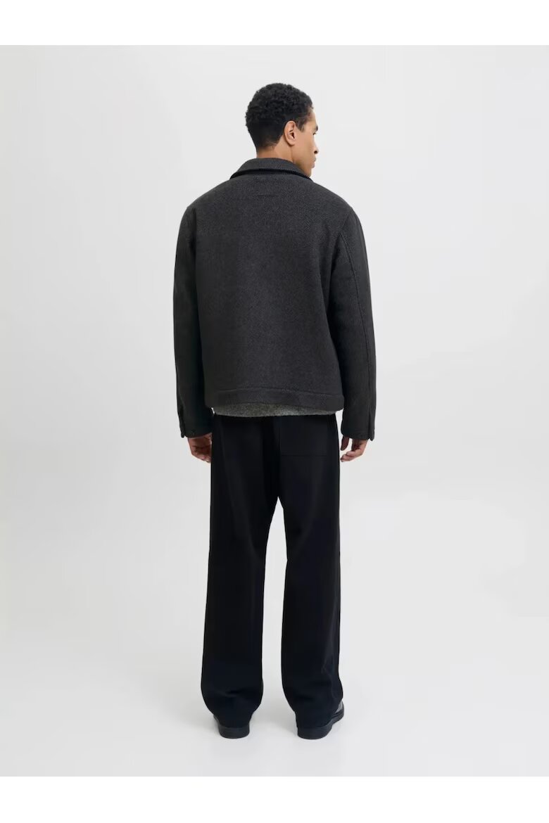 Jack & Jones Мъжко палто късо тъмносив L висока яка 2 наклонени джоба Tъмносив