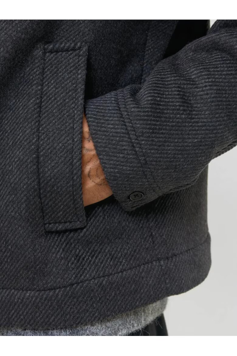 Jack & Jones Мъжко палто късо тъмносив L висока яка 2 наклонени джоба Tъмносив