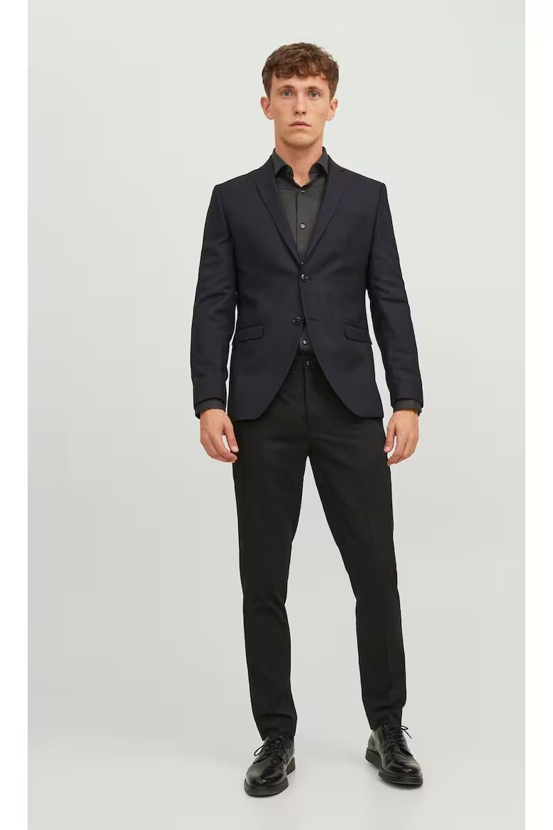 Jack & Jones мъжко яке едноредно сако супер прилепнала кройка черно рециклиран полиестер