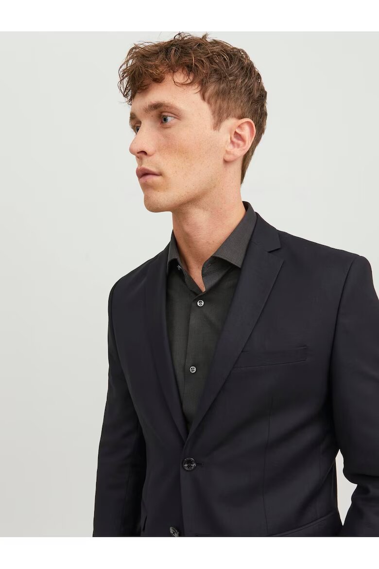 Jack & Jones мъжко яке едноредно сако супер прилепнала кройка черно рециклиран полиестер