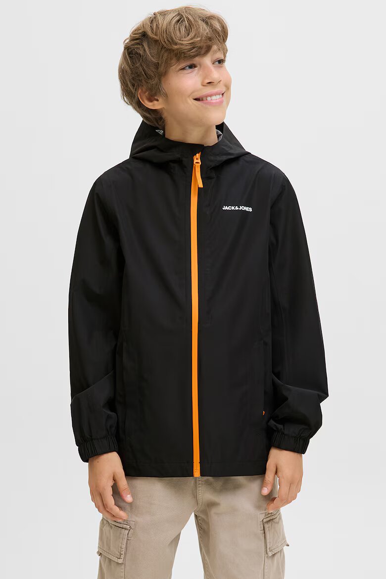 Jack & Jones Непромокаемо яке с качулка Черен/Оранжев
