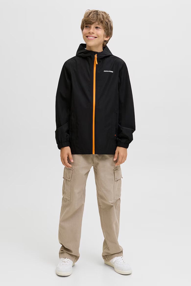 Jack & Jones Непромокаемо яке с качулка Черен/Оранжев