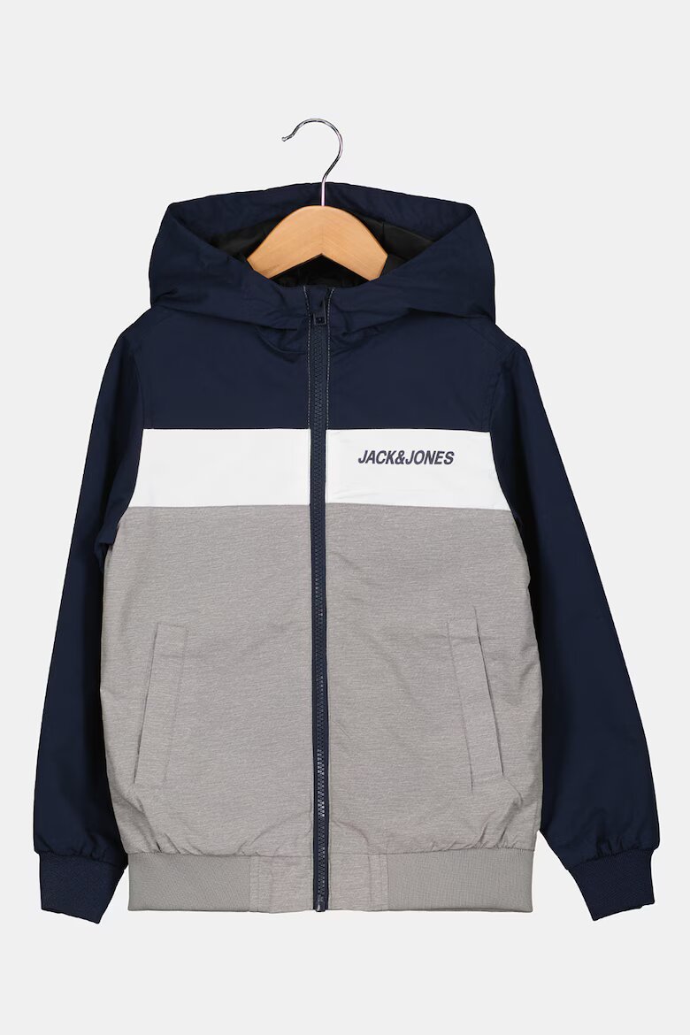 Jack & Jones Олекотено яке с лого Бял/Сив/Тъмносин