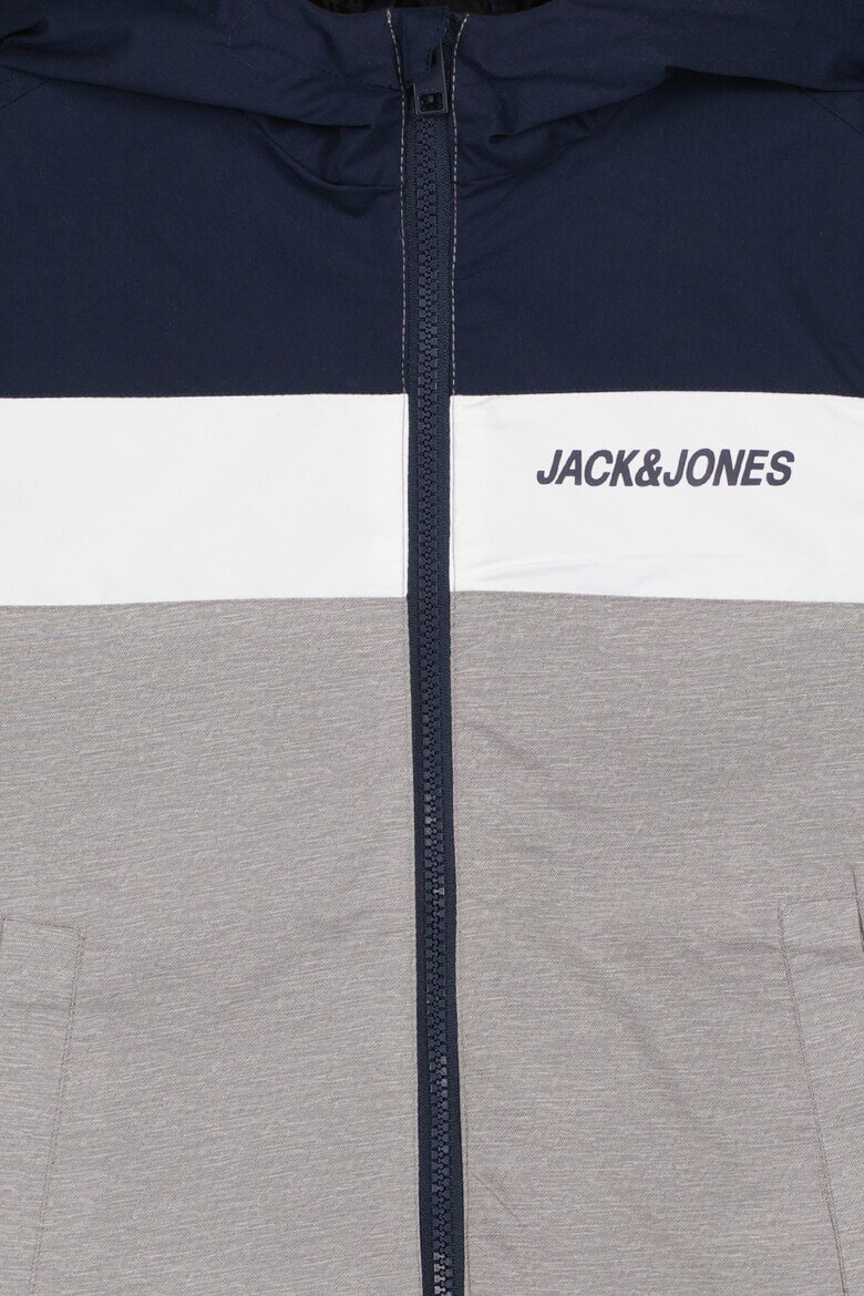 Jack & Jones Олекотено яке с лого Бял/Сив/Тъмносин