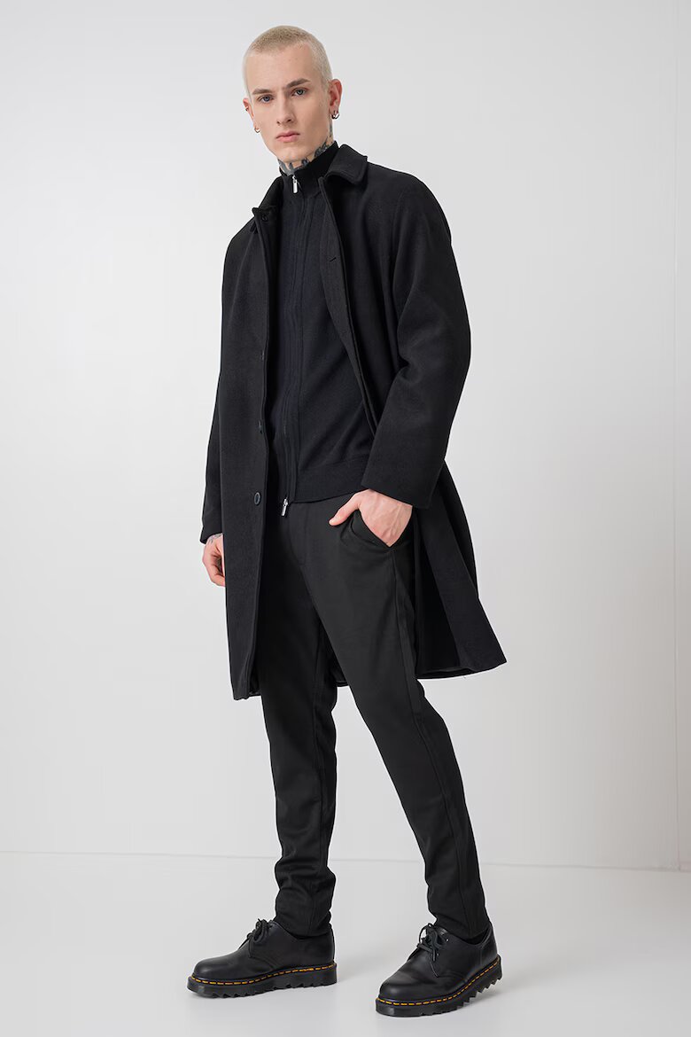 Jack & Jones Палто с вълна и яка Черен