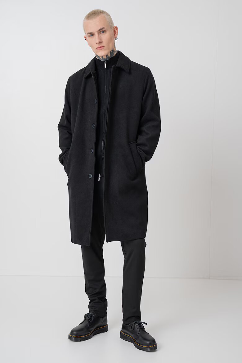 Jack & Jones Палто с вълна и яка Черен