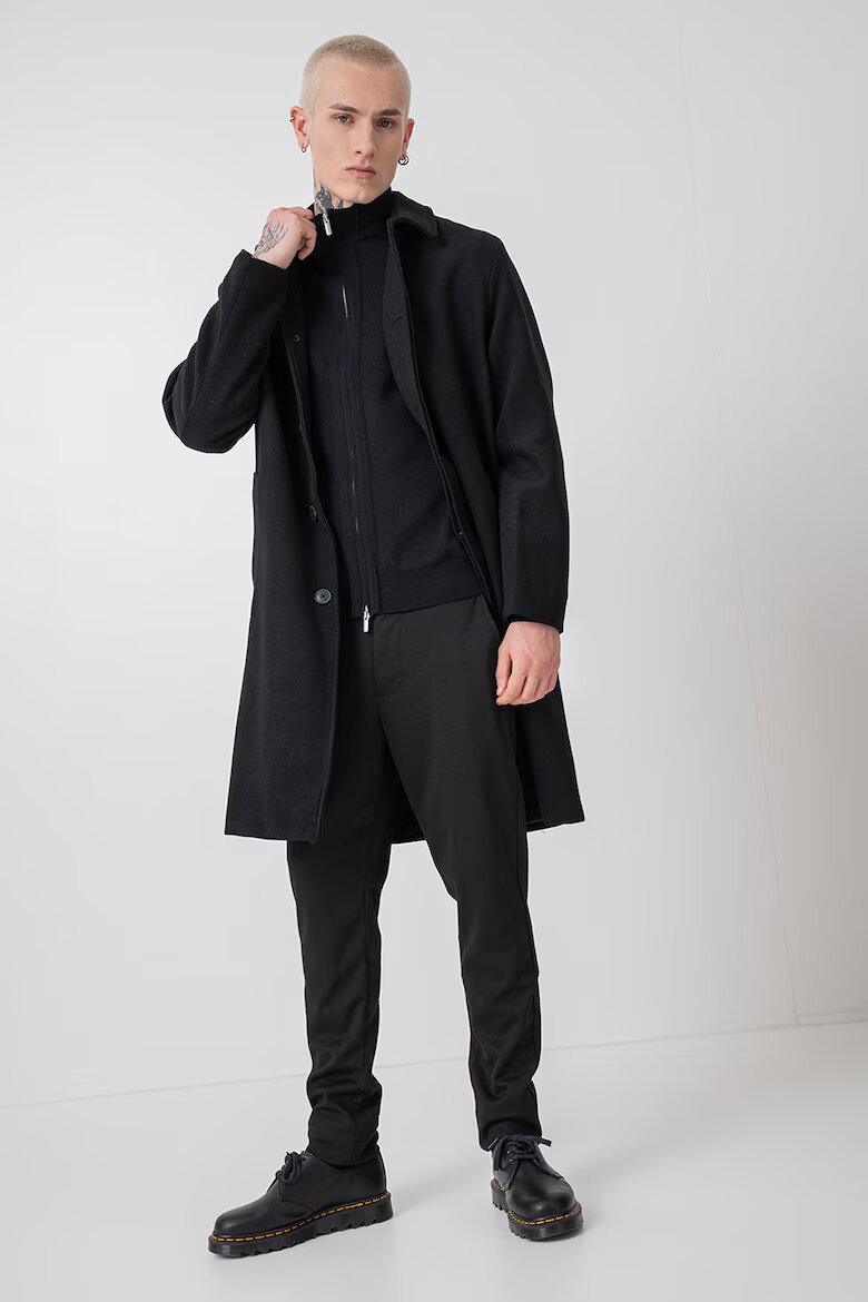 Jack & Jones Палто с вълна и яка Черен