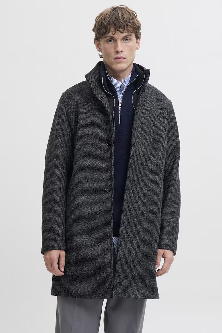 Jack & Jones Палто с вълна Меланж тъмно сиво