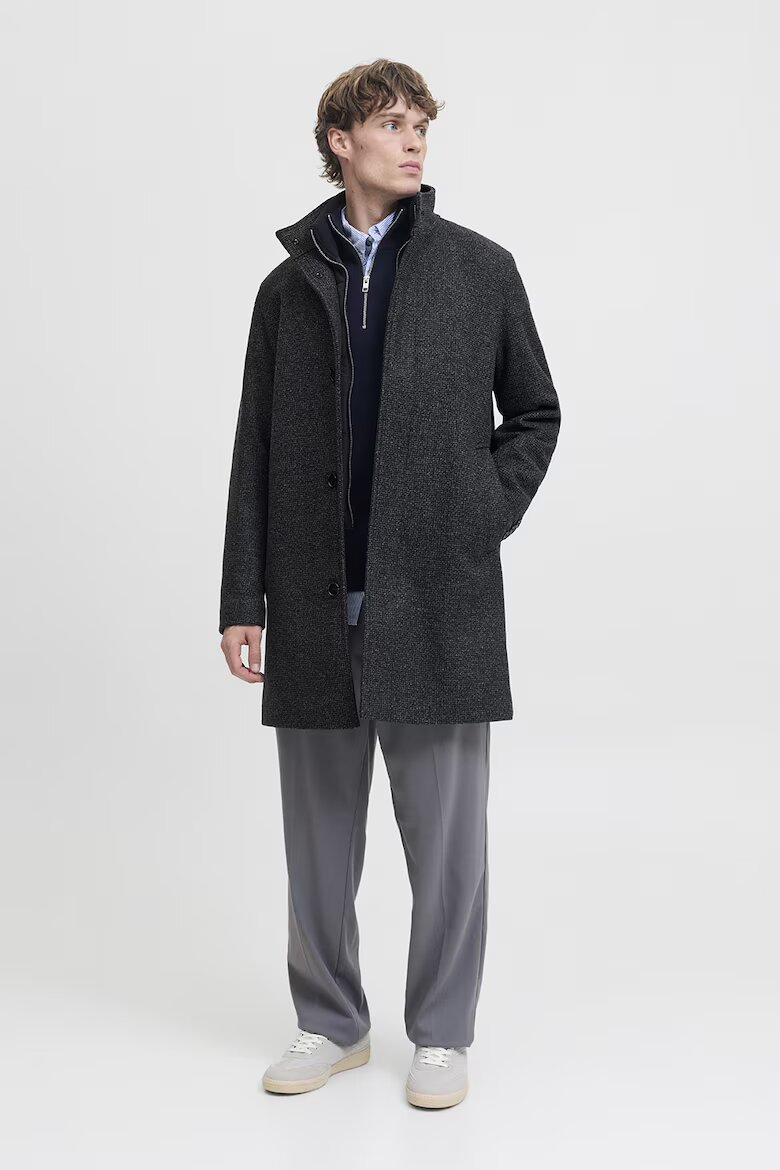 Jack & Jones Палто с вълна Меланж тъмно сиво