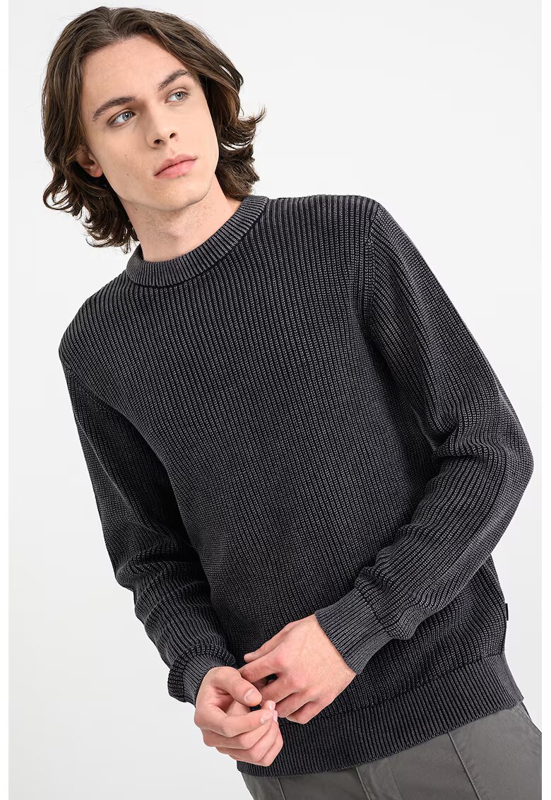 Jack & Jones Памучен пуловер Anaka - Черен меланж