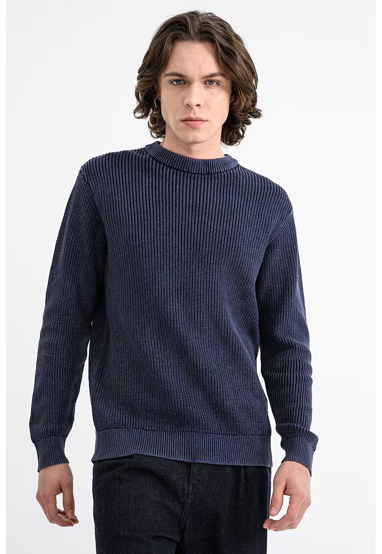 Jack & Jones Памучен пуловер Anaka - Тъмносин