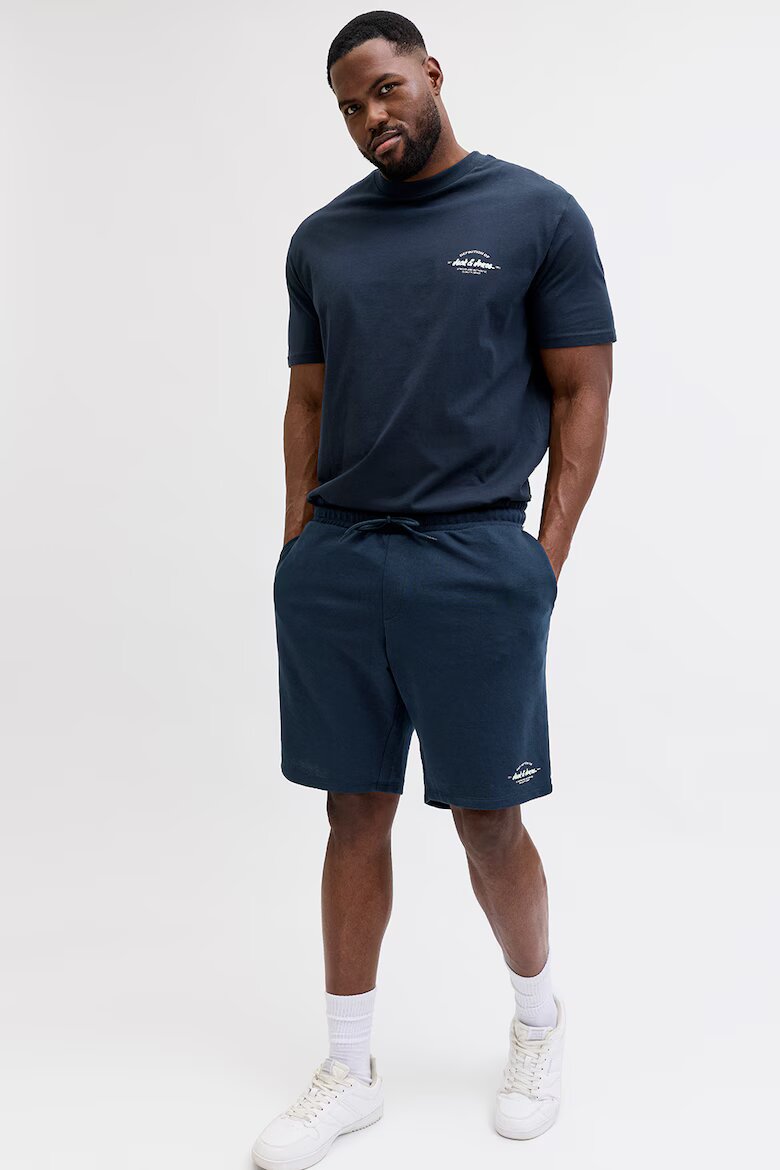 Jack & Jones Памучен спортен екип с къси ръкави Тъмносин