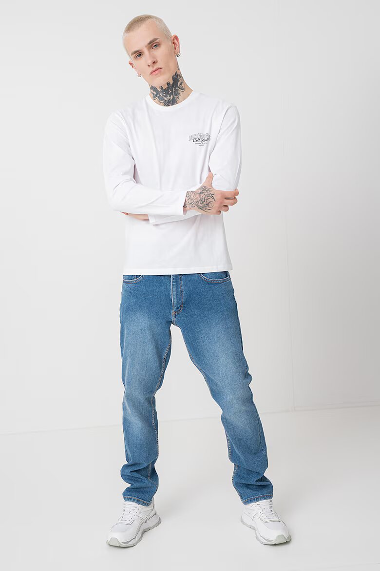Jack & Jones Памучна блуза с лого Черен/Бял