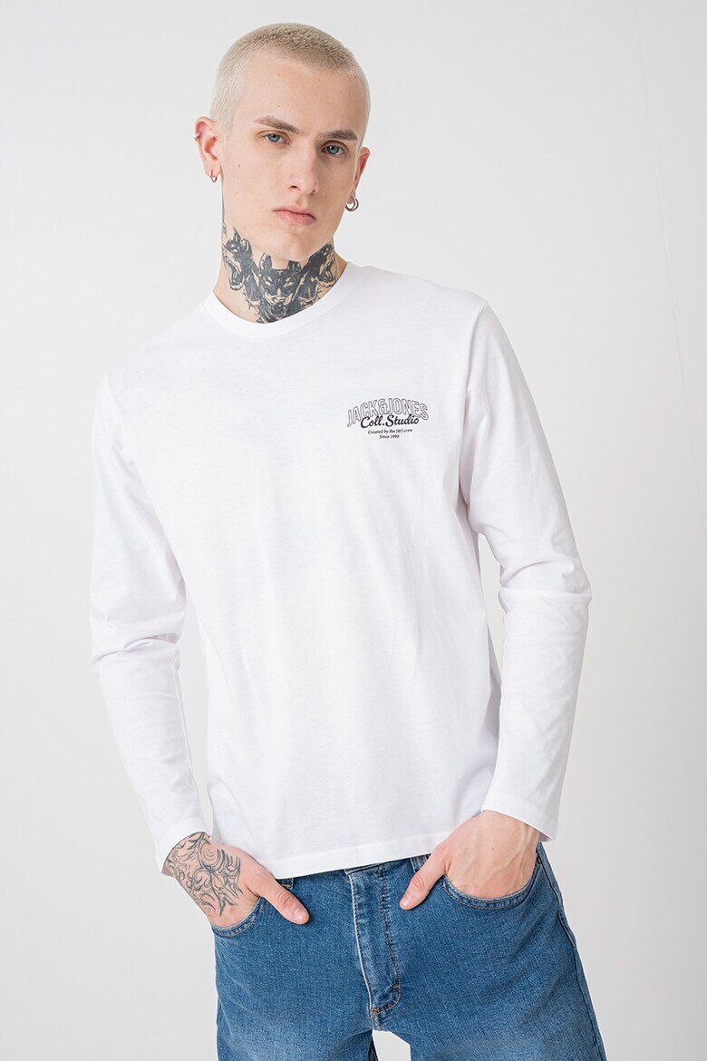 Jack & Jones Памучна блуза с лого Черен/Бял