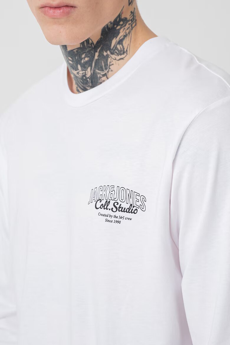 Jack & Jones Памучна блуза с лого Черен/Бял