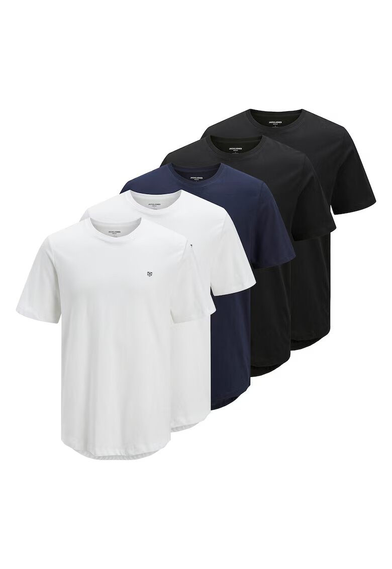 Jack & Jones Памучна тениска - 5 броя - Бял/Черен/Син