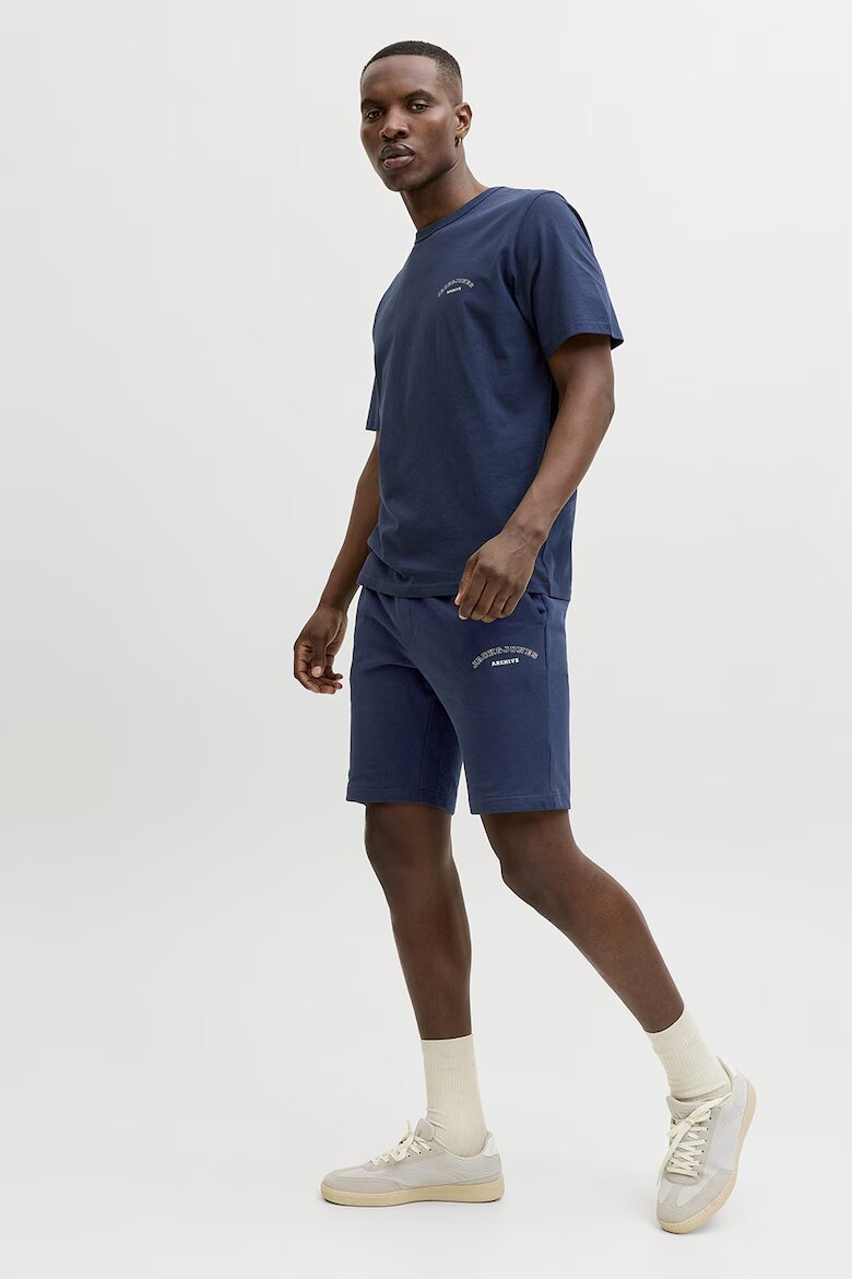 Jack & Jones Памучна тениска и спортни бермуди Тъмносин