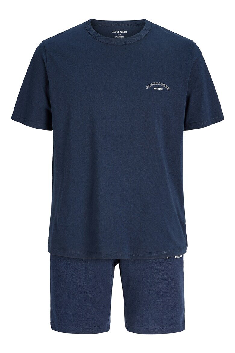 Jack & Jones Памучна тениска и спортни бермуди Тъмносин