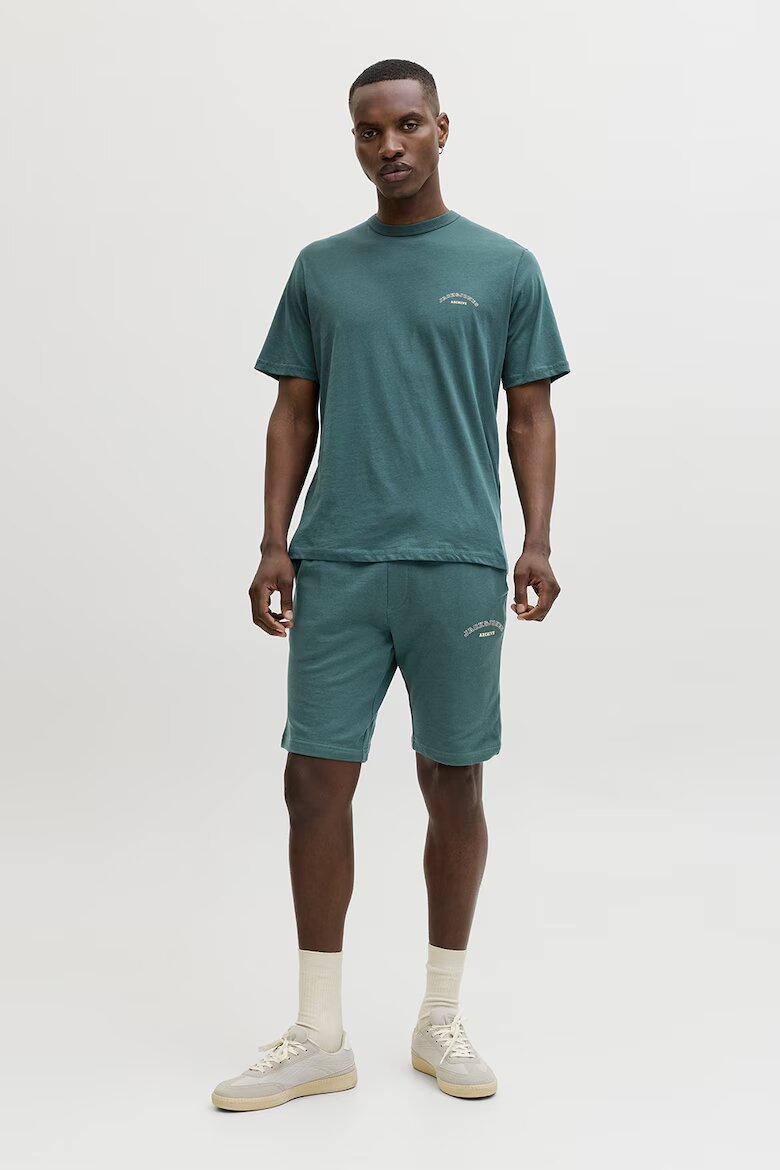 Jack & Jones Памучна тениска и спортни бермуди Тъмнозелен