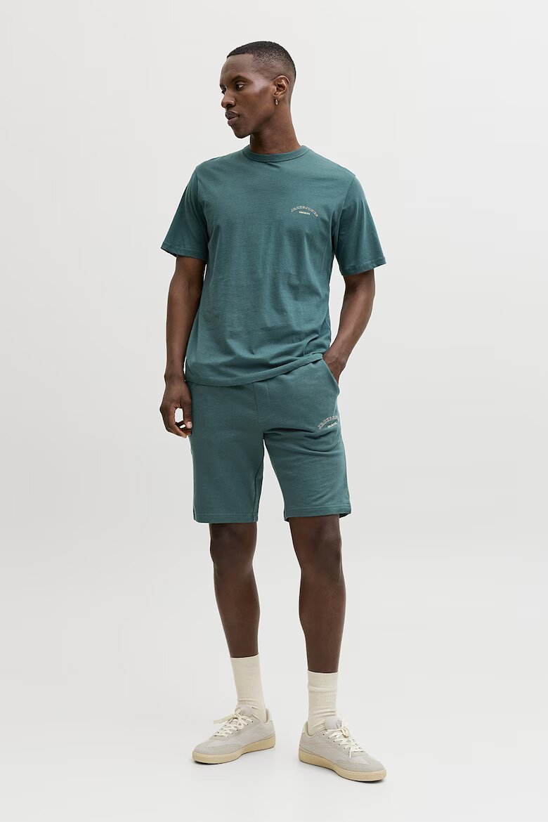 Jack & Jones Памучна тениска и спортни бермуди Тъмнозелен