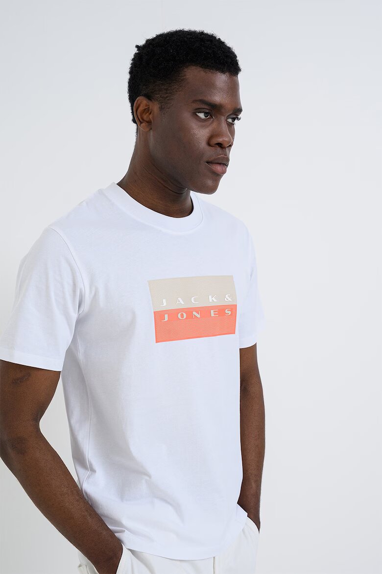 Jack & Jones Памучна тениска с лого Бял