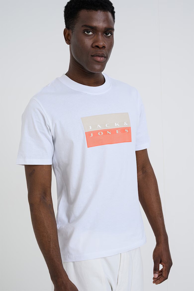 Jack & Jones Памучна тениска с лого Бял