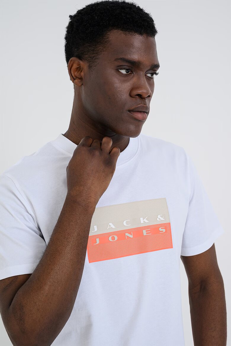 Jack & Jones Памучна тениска с лого Бял