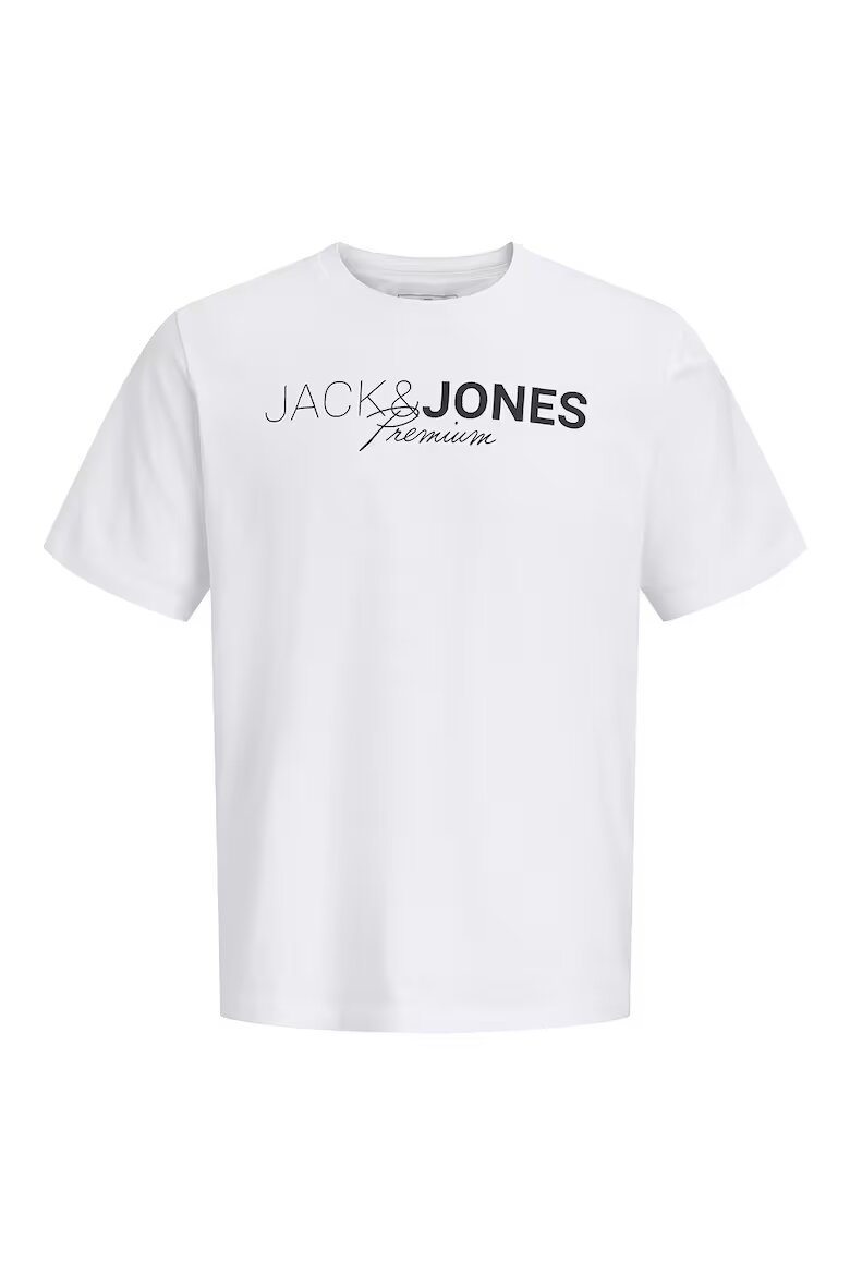 Jack & Jones Памучна тениска с лого Избеляло черно/Бял