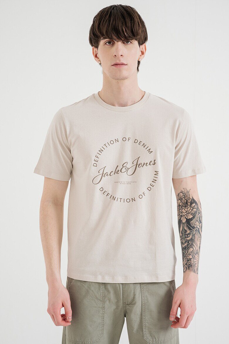 Jack & Jones Памучна тениска с лого Камел