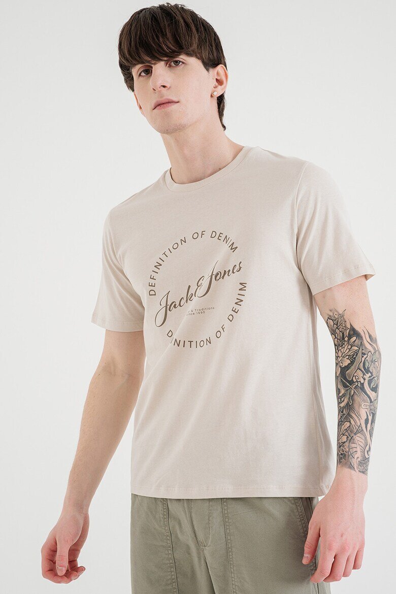 Jack & Jones Памучна тениска с лого Камел