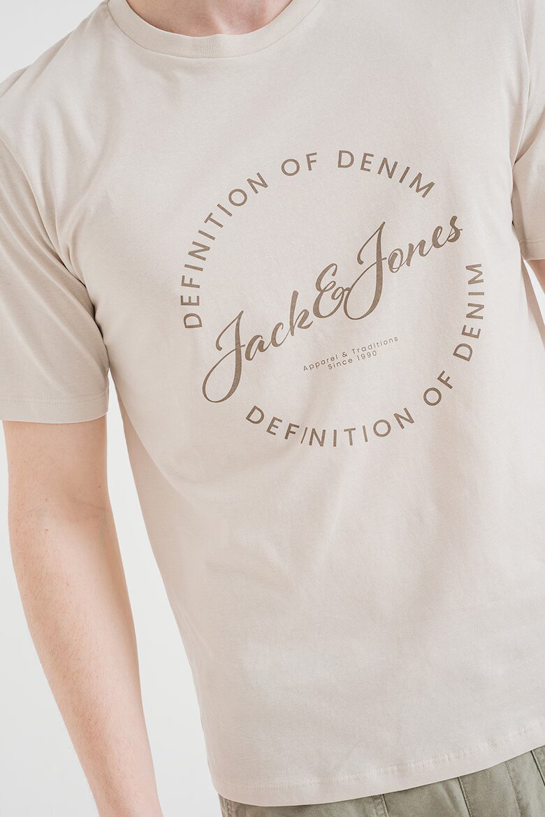Jack & Jones Памучна тениска с лого Камел