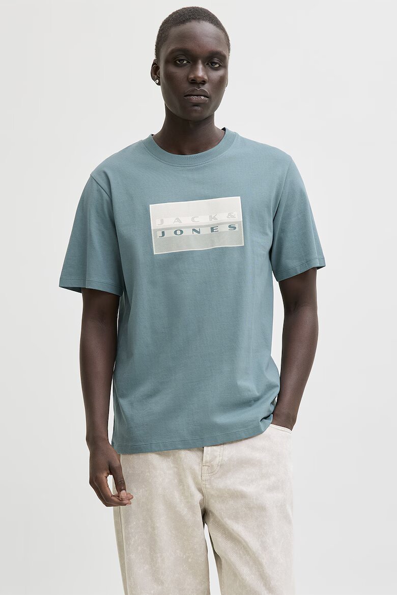 Jack & Jones Памучна тениска с лого Лавандула