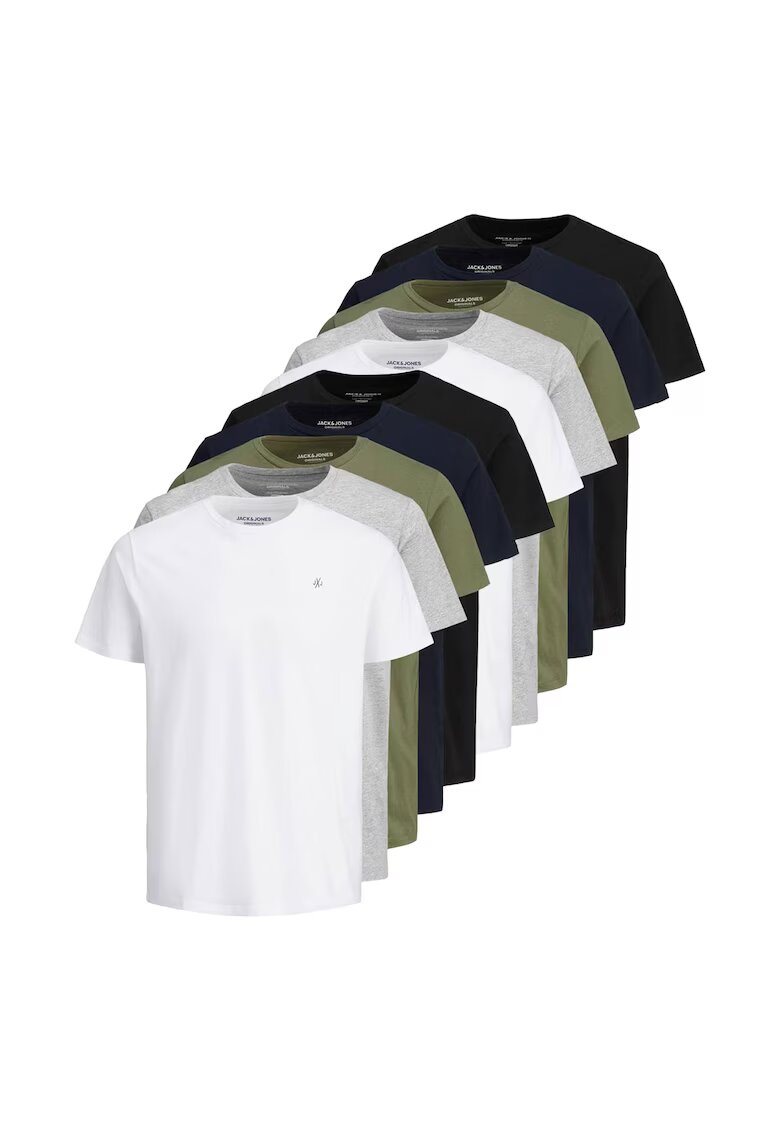 Jack & Jones Памучни тениски JORJXJ - 10 чифта - Бял/Черен/Каки