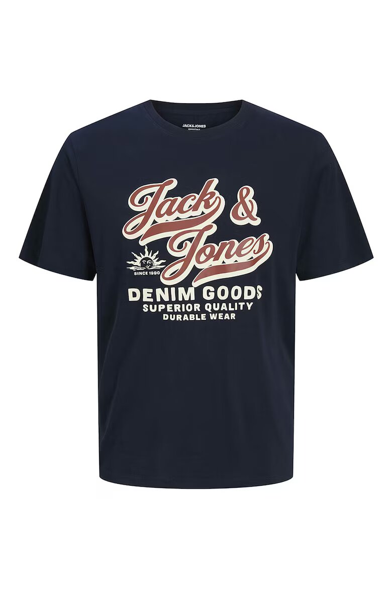 Jack & Jones Памучни тениски с лого - 2 части Бял/Тъмносин