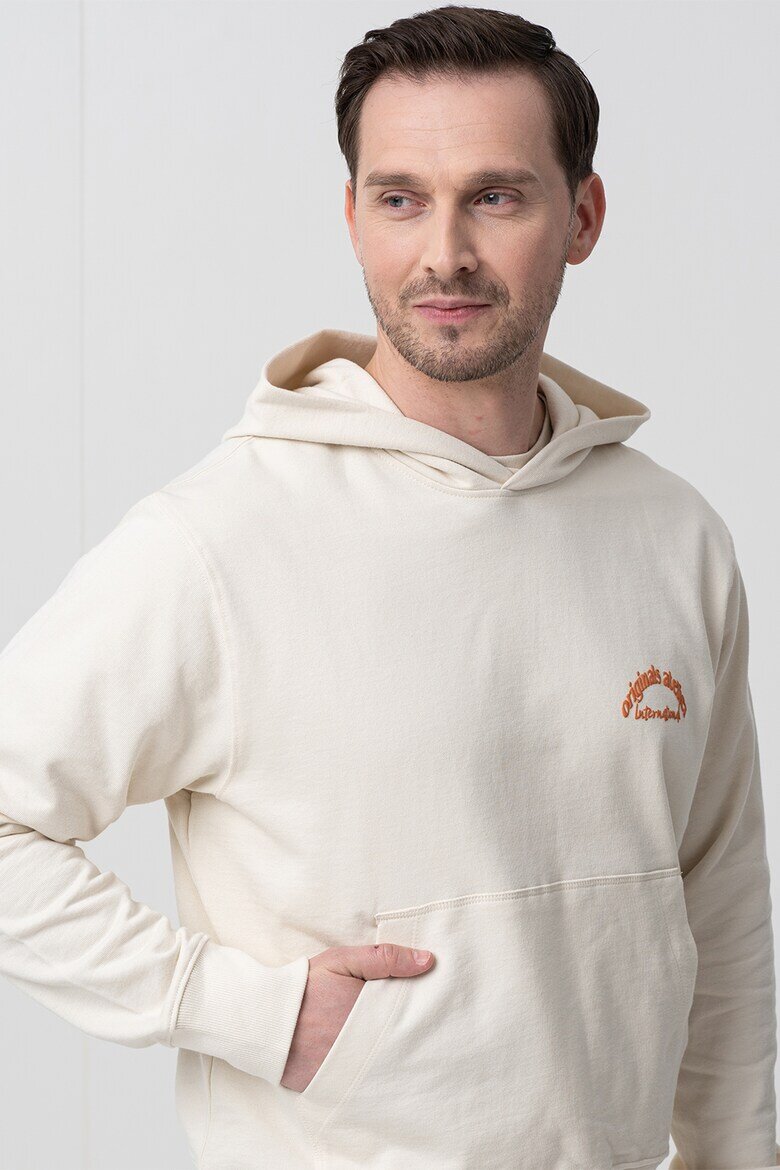 Jack & Jones Памучно худи с надпис Слонова кост/Оранжев/Изгорен портокал