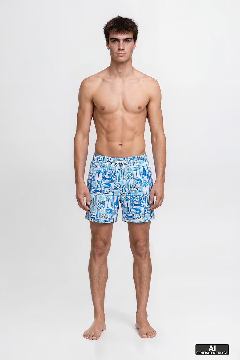 Jack & Jones Плувни бермуди с десен Бял/Пастелносин