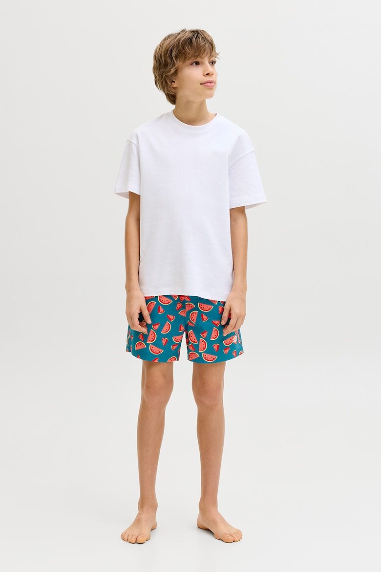 Jack & Jones Плувни шорти с десен Червен/Петролно синьо