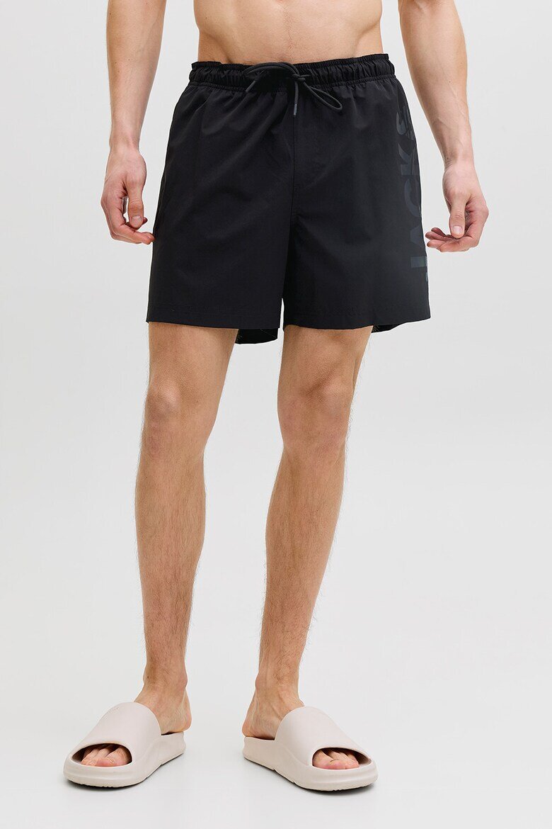 Jack & Jones Плувни шорти с лого Черен
