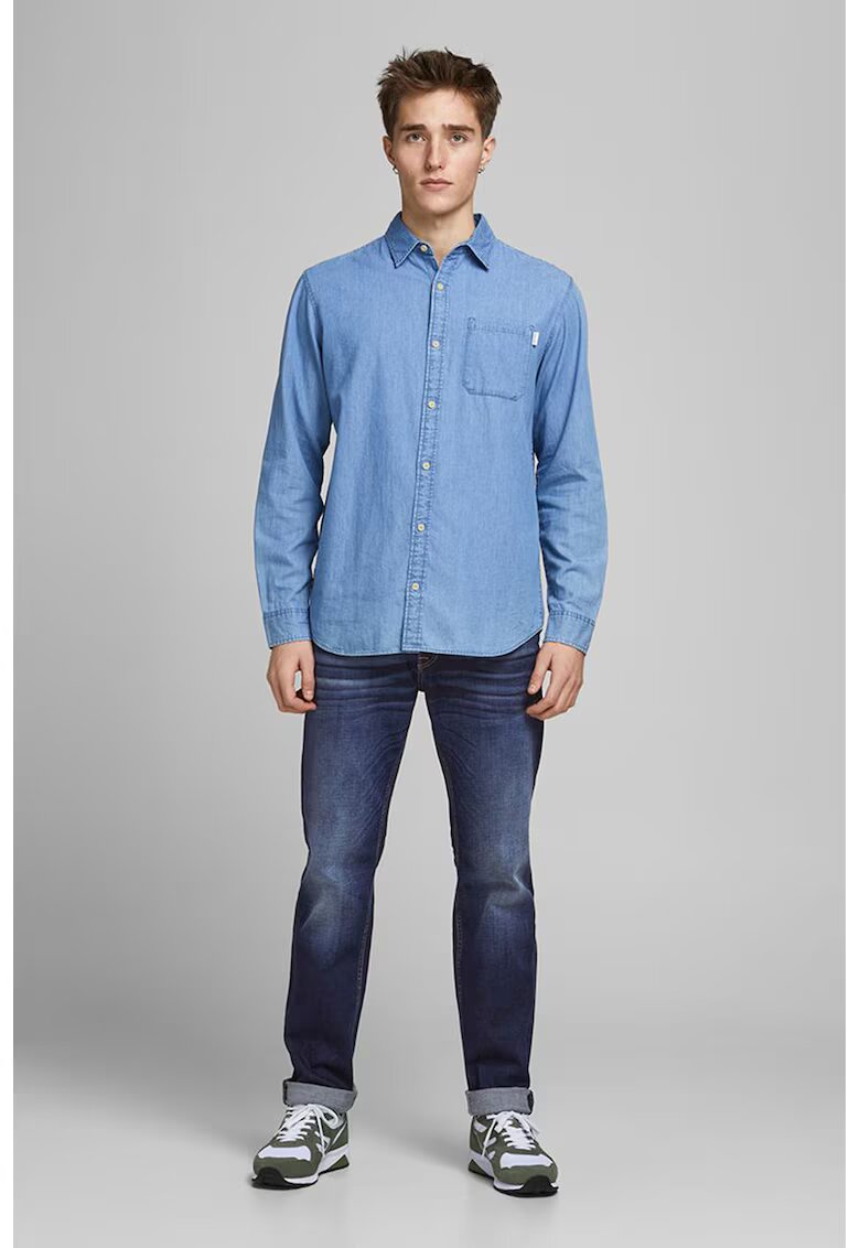 Jack & Jones Прави дънки със захабен ефект - Мръснобял/Тъмносин