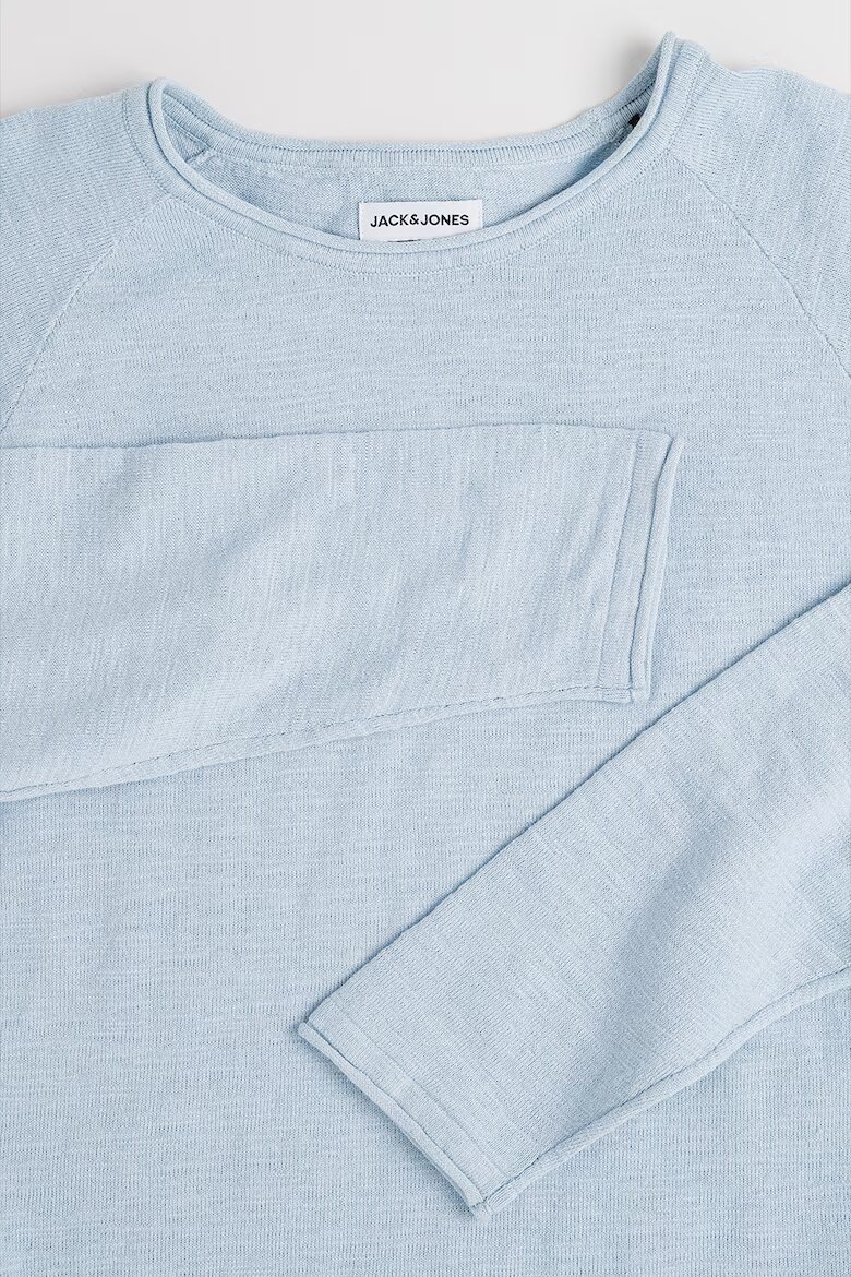 Jack & Jones Пуловер от органичен памук с овално деколте Пастелносин