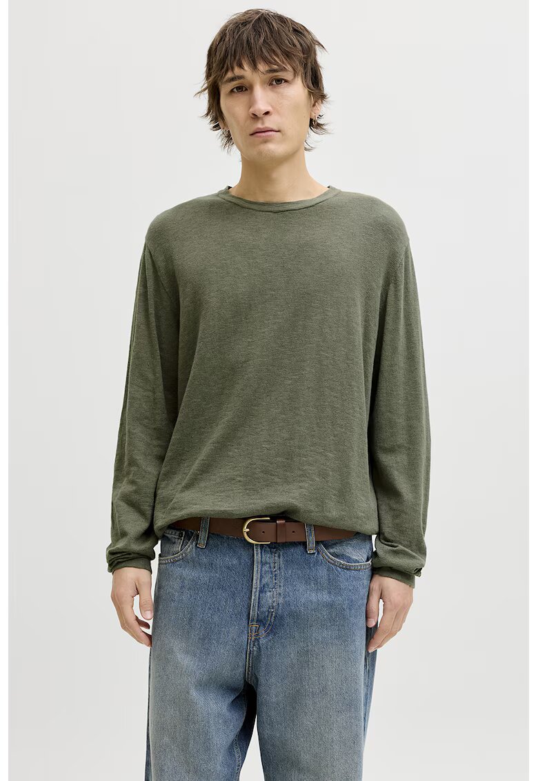 Jack & Jones Пуловер с овално деколте - Папратово зелено