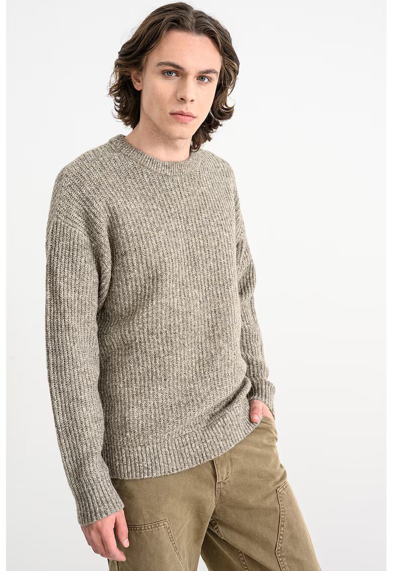 Jack & Jones Пуловер с паднали ръкави - Кафяв меланж